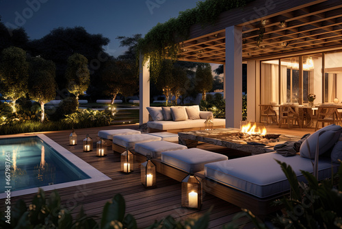 Luxury Living Outdoor Space Interior design of a lavish side outside garden