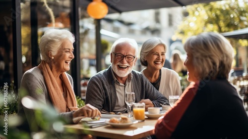 Elderly friends having a meal