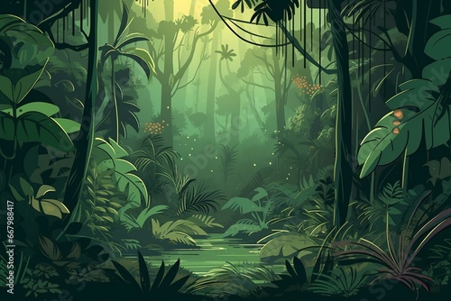 Illustration representing a rainforest. Generative AI