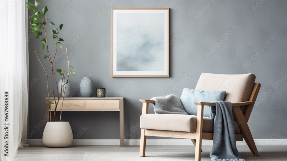 interior of a room with a chair generated by AI interior of a room with a chair generated by AI