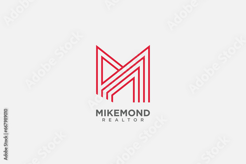M latter real estate logo and vector icon