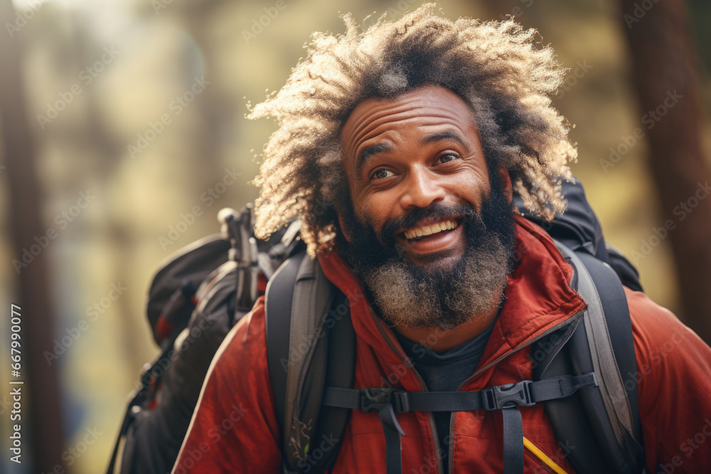 Man with beard wearing red jacket. Versatile image suitable for various contexts.