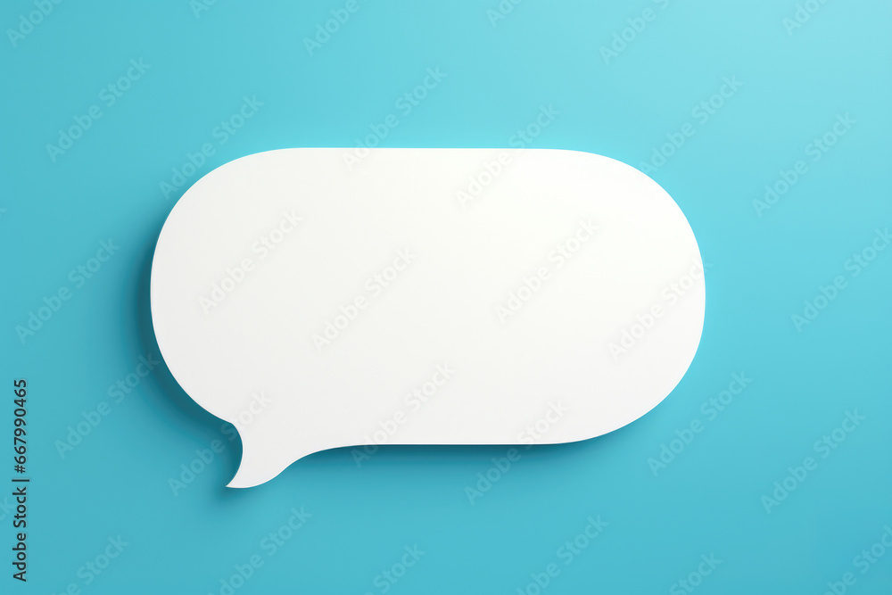 White speech bubble on blue background. Can be used for communication, social media, or marketing purposes. White speech bubble on blue background. Can be used for communication, social media, or marketing purposes.