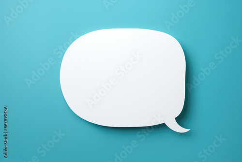 Simple white speech bubble on vibrant blue background. Perfect for adding text or quotes to any design.