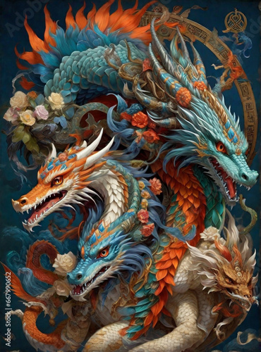 chinese dragon sculpture HD 8K wallpaper Stock Photographic Image  © Anum