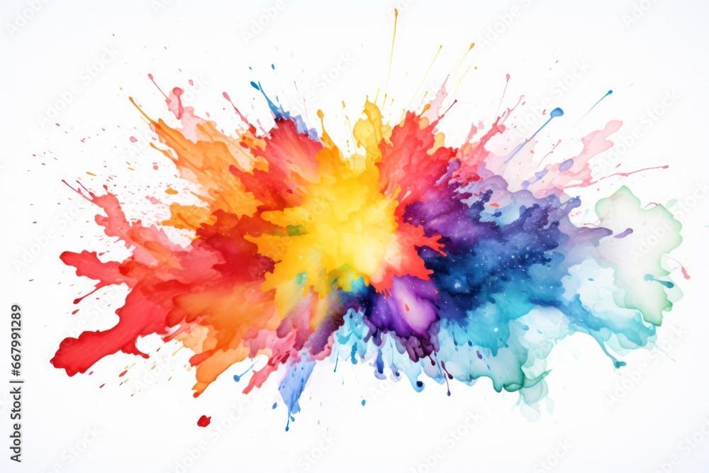 Colorful Watercolor Splash Explossion - Ai Generative - obrazy, fototapety, plakaty 