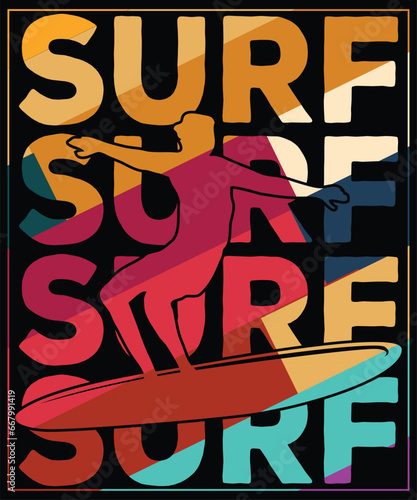 Surf Multiple Time Retro Surfing Men Women Kids Novelty Design For T-Shirt