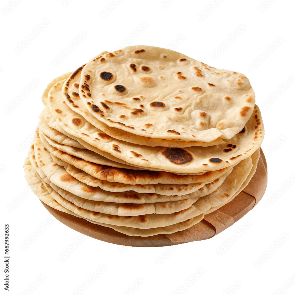 Chapati (or Roti), transparent background, isolated image, generative AI
Chapati (or Roti), transparent background, isolated image, generative AI