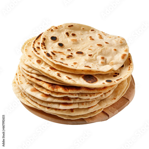 Chapati (or Roti), transparent background, isolated image, generative AI
