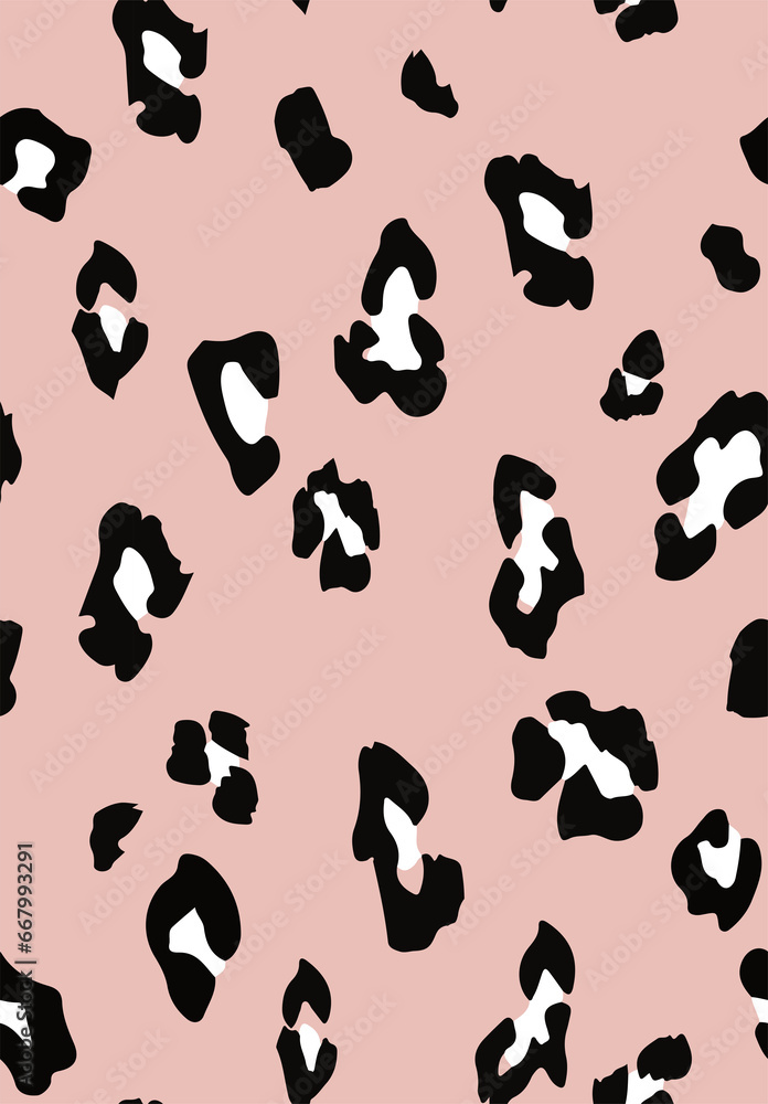 Pastel pink colorful seamless leopard print background. Wild exotic animal print design. 