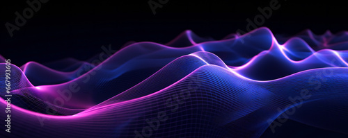 Abstract technology background with waving blue and purple lines