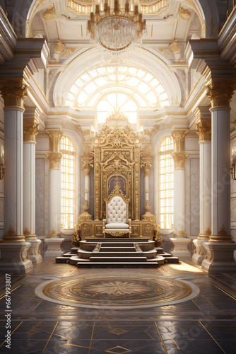 Majestic empty throne hall in a palace