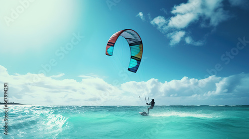 kite surfing on the beach photo