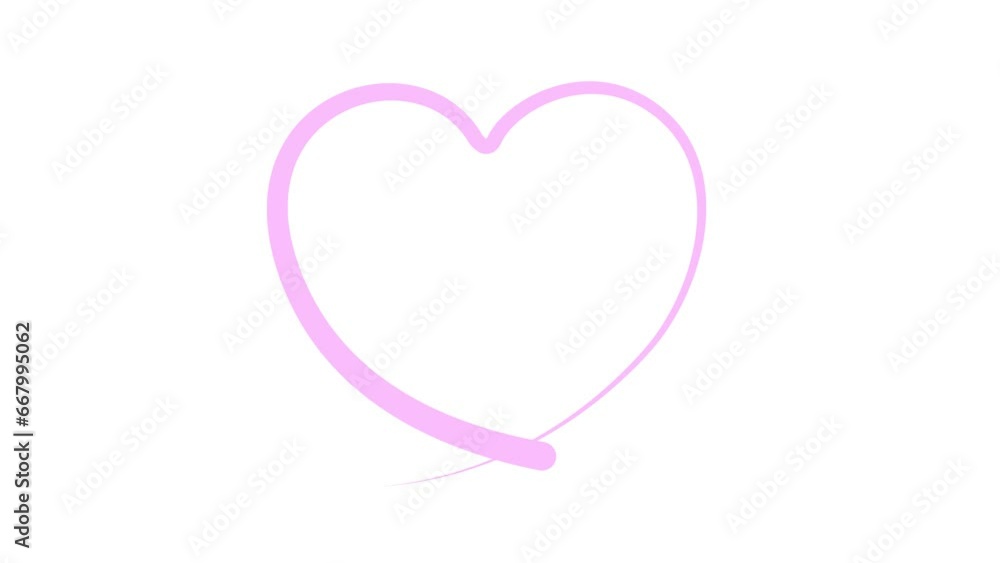 Animated pink heart drawn with liquid effect. The effect of a drawing and disappearing brush stroke. Concept of love, volunteering, donation. Vector illustration isolated on the white background. Loop Animated pink heart drawn with liquid effect. The effect of a drawing and disappearing brush stroke. Concept of love, volunteering, donation. Vector illustration isolated on the white background. Loop