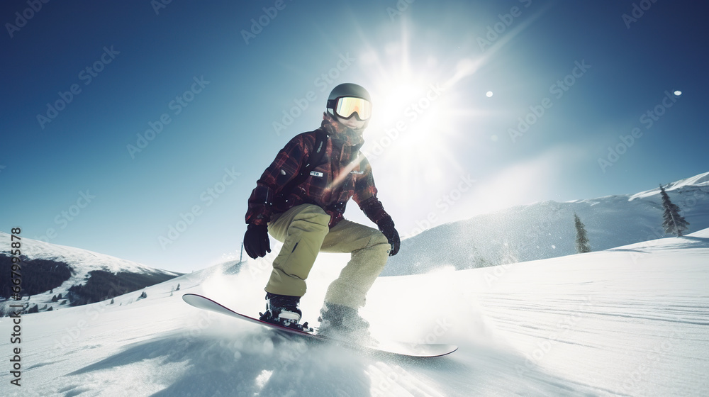 snowboarder in the mountains 