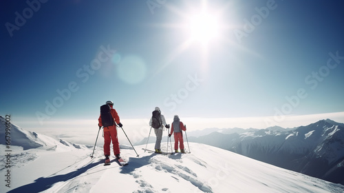 skiing in the mountains