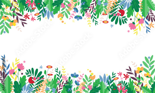Floral arrangement for website banner, presentation template, cover design, frame and card. Natural background. Vector illustration