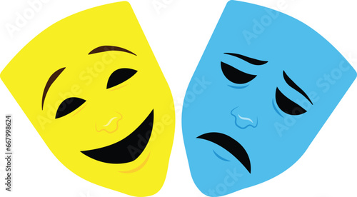 comedy and tragedy masks vector