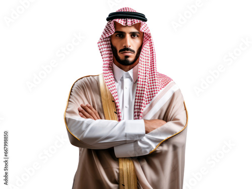Arab Business man portrait isolated on white transparent background. photo