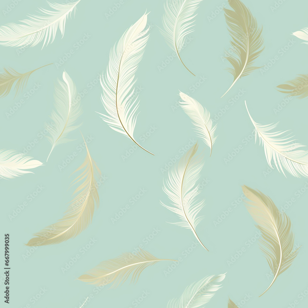 Mint and Gold Feathers Wallpaper Pastel Seamless Pattern Mint and Gold Feathers Wallpaper Pastel Seamless Pattern