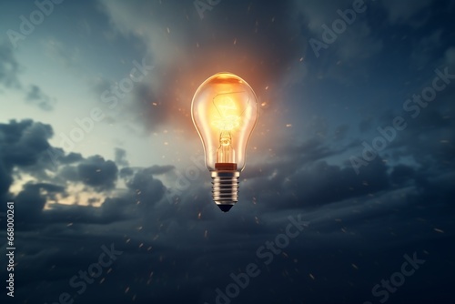  Idea light bulb flying to the sky like a rocket