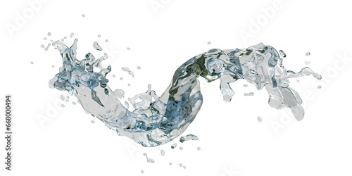 Transparent realistic water splash. liquid wave flow