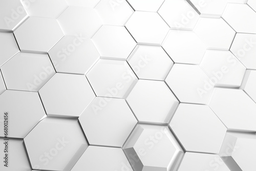 hexagonal white background with many different shapes © msroster
