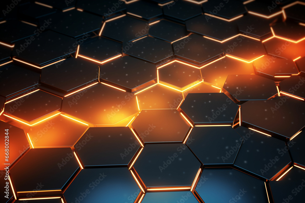 hexagonal background with glowing blue lights hexagonal background with glowing blue lights