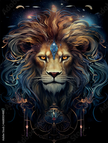  Illustration of zodiac sign of leo or lion esoteric and wisdom