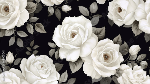 White rose pattern background © Yuwarin