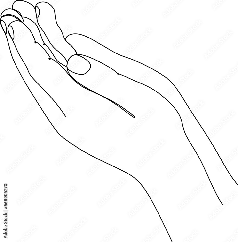 Continuous line drawing of prayer hand Continuous line drawing of prayer hand