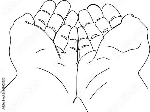 Continuous line drawing of prayer hand