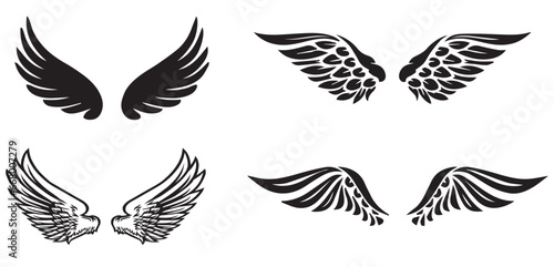 set of angle wings, Frame wings vector set, angle wing set