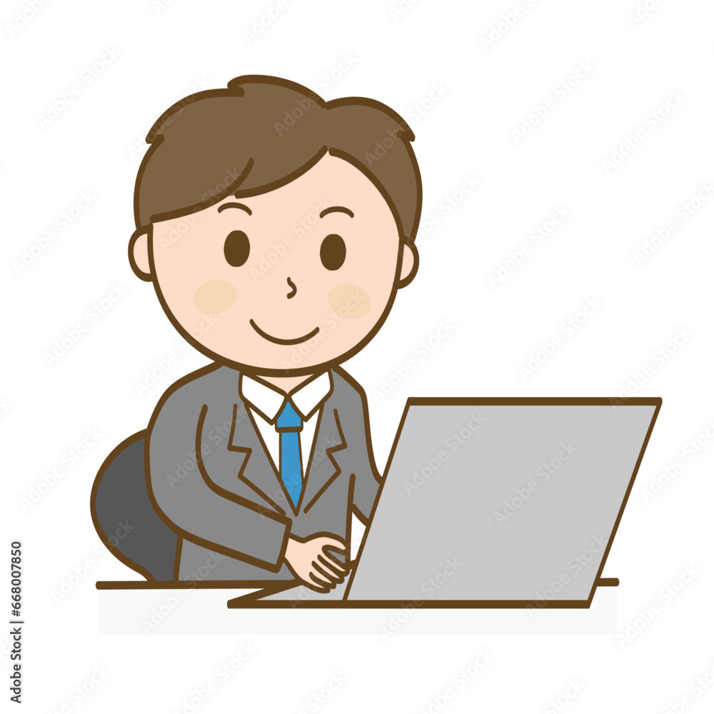 パソコン作業をするスーツ姿の男性会社員 パソコン作業をするスーツ姿の男性会社員