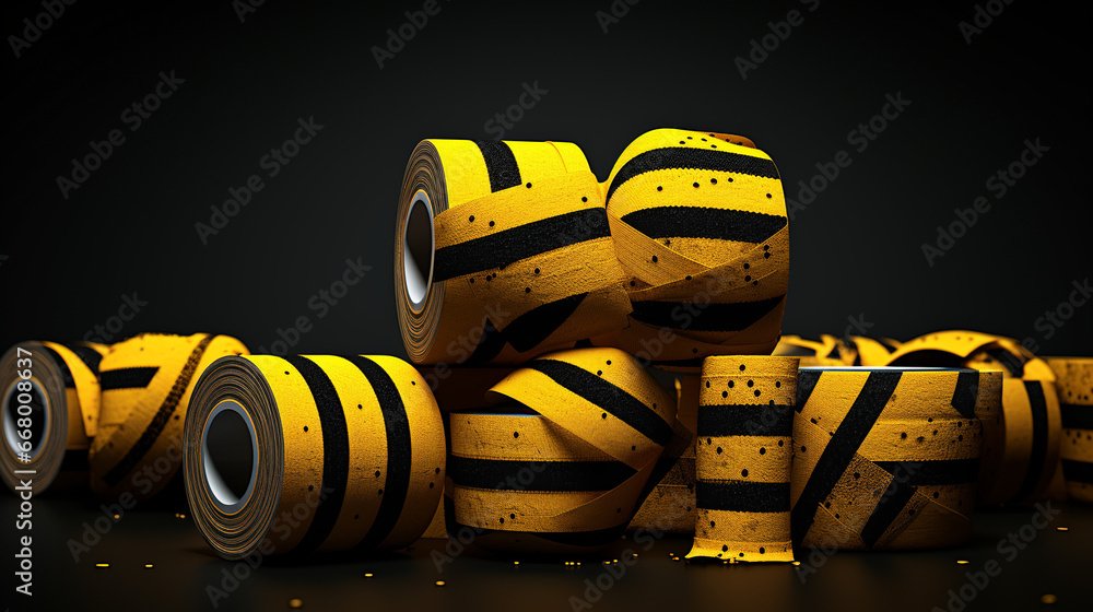 black and yellow black and yellow safety tape, in the style of digital manipulation