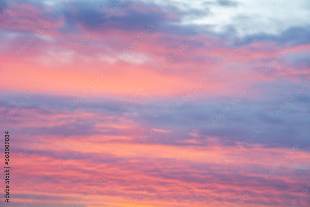 Colorful sky during sunrise, with colorful clouds.