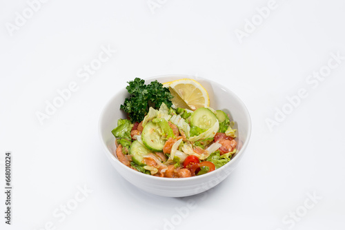 Thai style salmon fillet salad There were cucumbers and fresh salmon. Pictures for designing food menus