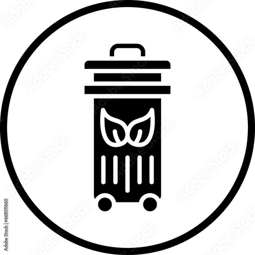 Eco Trash Bin Icon Style