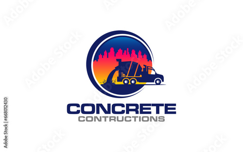 Illustration vector graphic of concrete mixer truck construction logo vector template