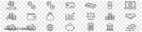 Money Cash Card Credit Dollar Bank icon collection editable stroke vector