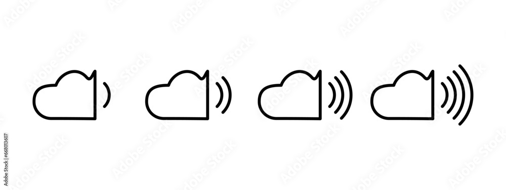 Icons that increase and decrease the sound. audio cloud icon,wifi cloud ...