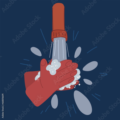 Cartoon vector illustration of Washing Hands process