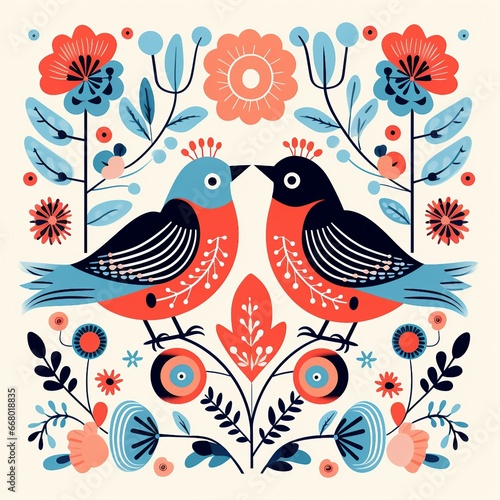 birds and flowers