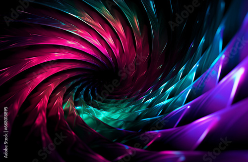 abstract color background with smooth lines in green, purple and black. Abstract fractal. Fractal art background for creative design. 