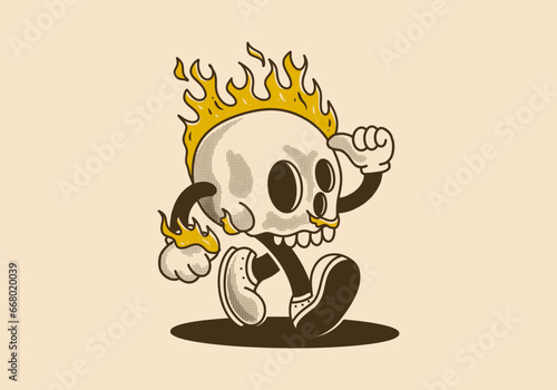 Mascot character illustration of burning skull