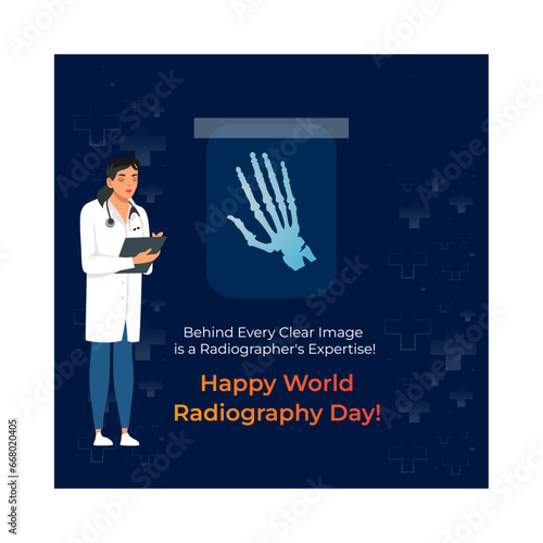 World Radiography Day, November 8th. Social Media Vector Illustration Template