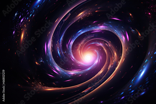Twisting Celestial Spiral: Cosmic Blue and Purple Nebula