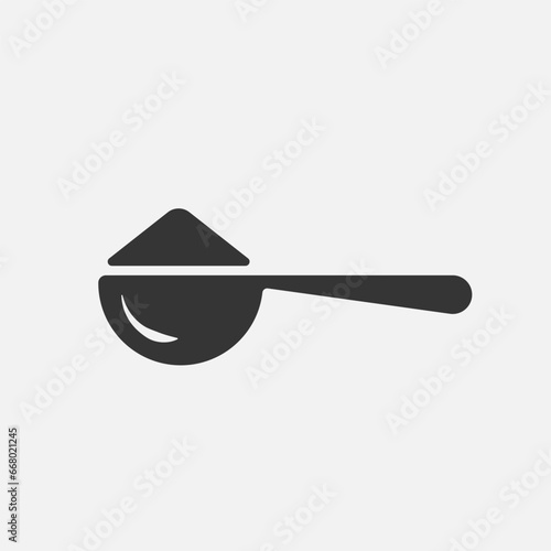 Dosing spoon icon. Medicine, measuring spoon for washing powder. Vector