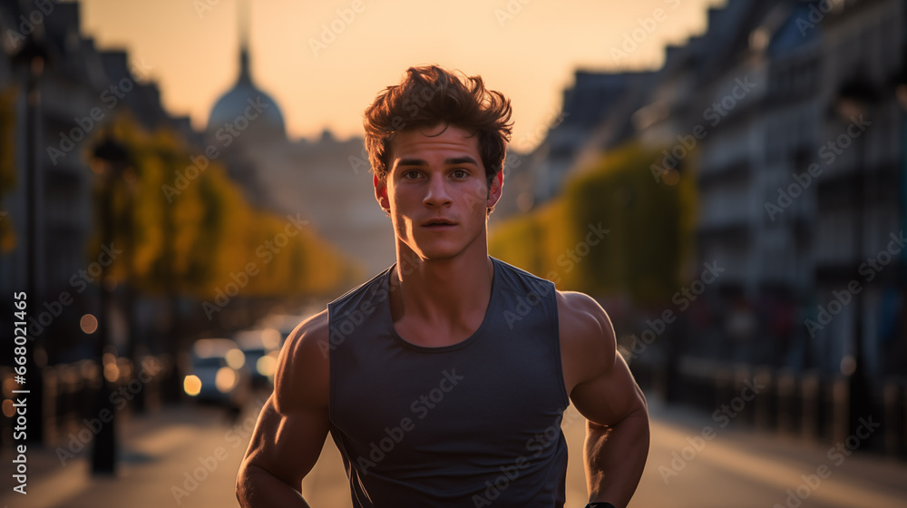  Determined Male Runner in the Urban Fitness Scene