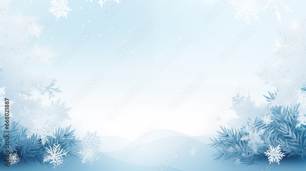 Blue shiny winter banner with snow for promition sale - obrazy, fototapety, plakaty 